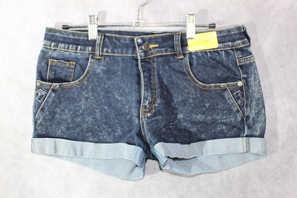 Umgee USA Shorts Womens M Blue Denim Cut-Off Cuffed Hem 5-Pocket Zip Button